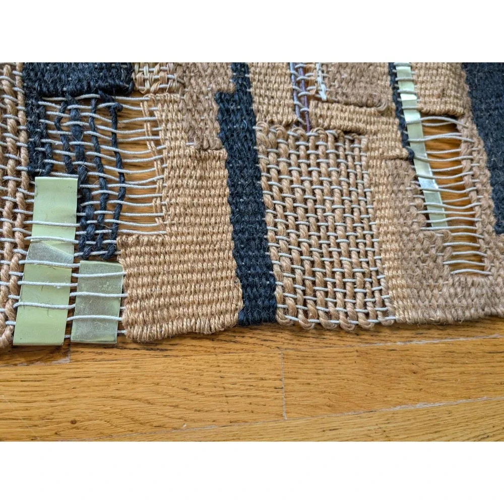 1970s Studio Woven Tapestry Abstract Boho MCM Seashell Textile Fiber Craft 48